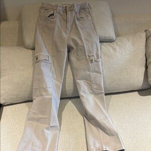Zara Tan Flare Wide Leg Jeans